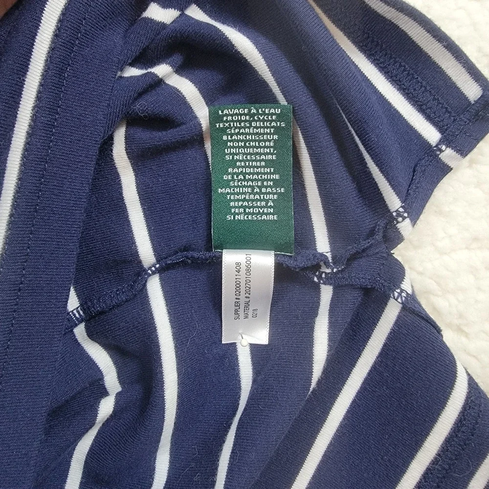 Lauren Ralph Lauren Top Women 1X Navy Blue White Striped Boat Neck Short Sleeve - Picture 6 of 8